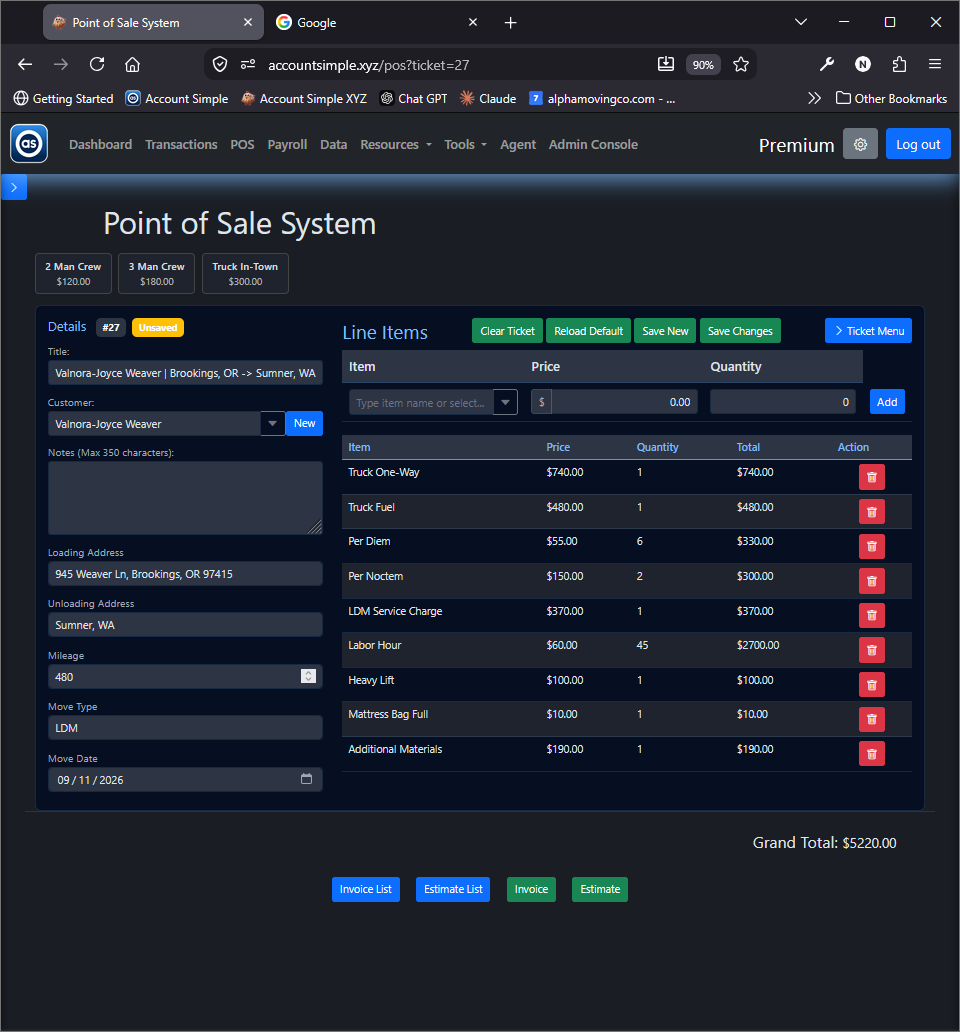 Point of Sale Screenshot