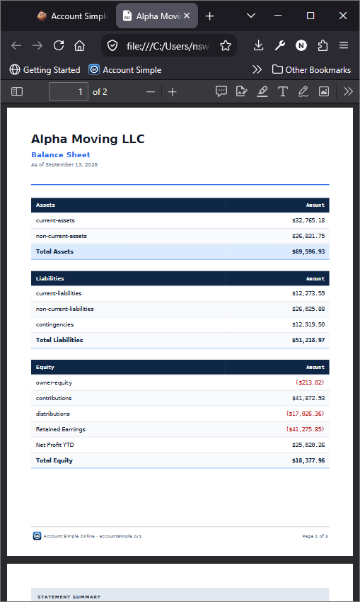 Financial Documents Screenshot